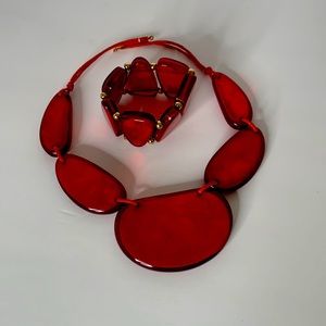 Red necklace and bracelet
